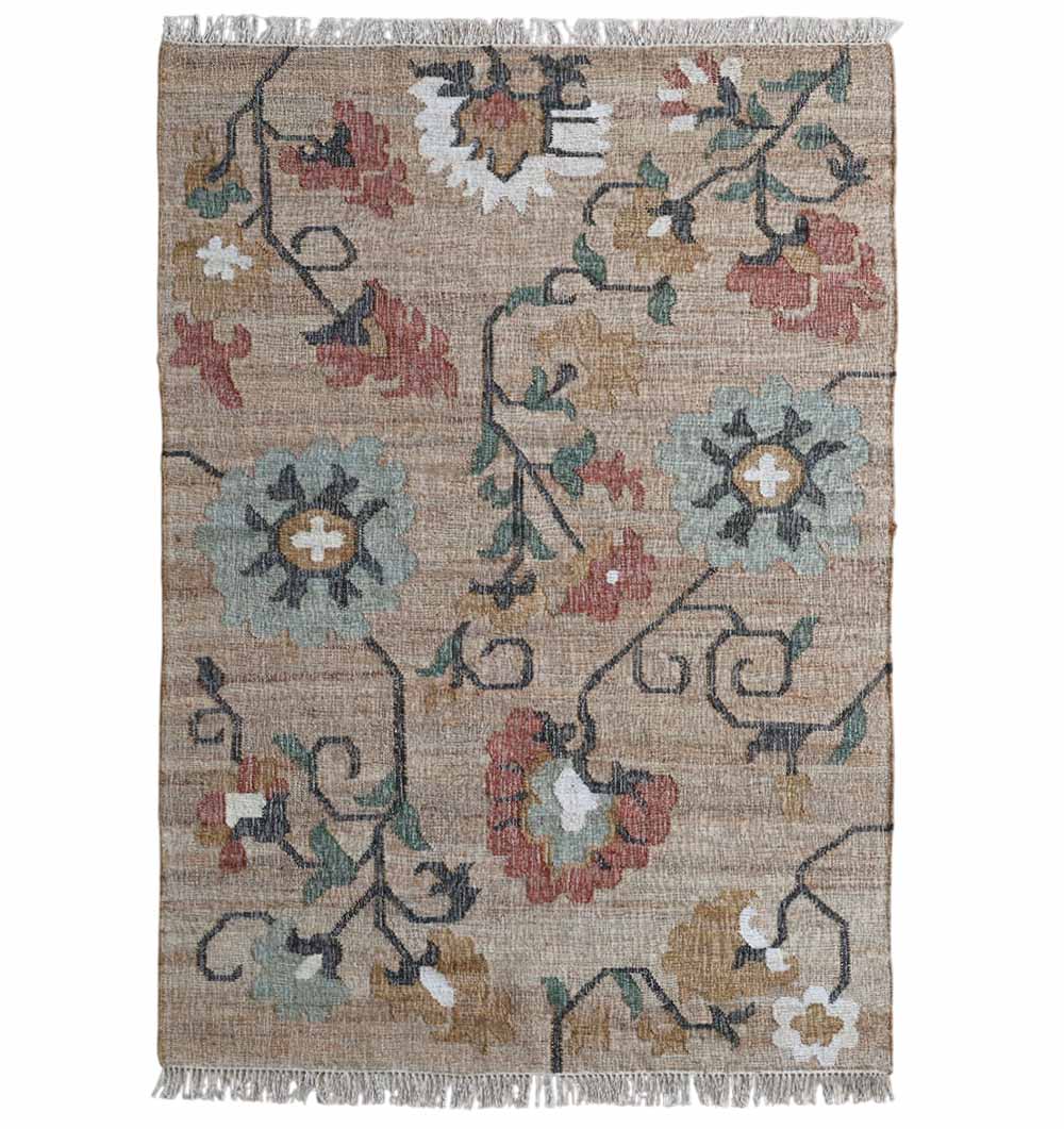 KLM-020 Handmade Kilim Rug – Natural Floral Style Flatweave Carpet KLM-020 - الصورة 1
