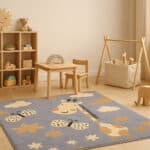 Giraffe Nursery Rug - Blue Grey Cloud Kids Area Carpet KD-003 (120x180cm)